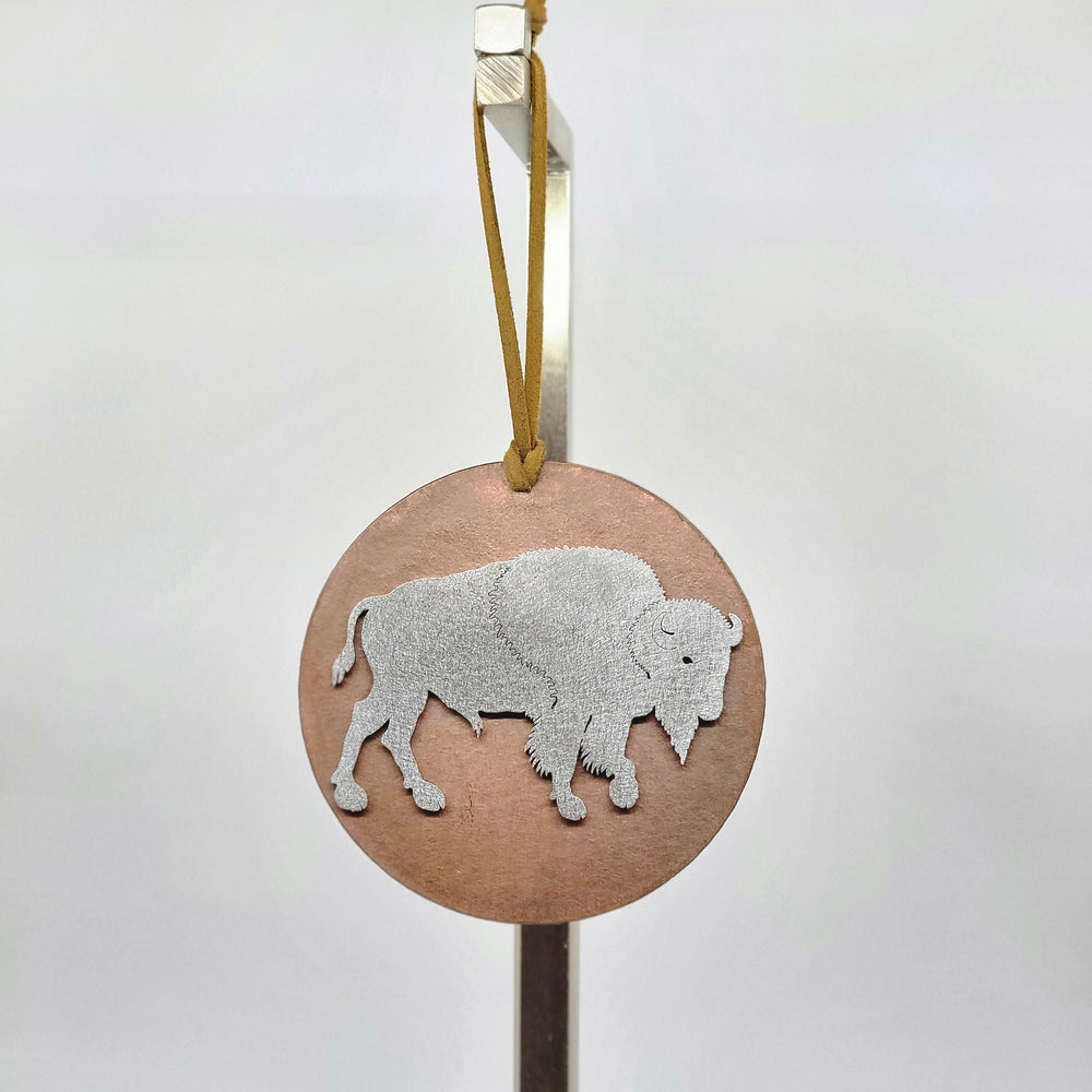 Larson Metal Arts Bison Circle Ornament, full