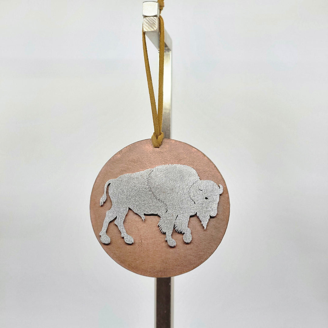 Larson Metal Arts Bison Circle Ornament, full