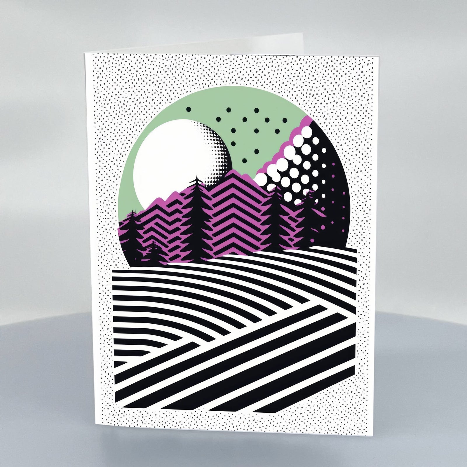 Abstract Valley blank 5x7 Greeting Card with Envelope by Blue Peak Creative Montana, designed and printed in Missoula, Montana, USA; blank on the inside, printed on high-quality card stock, and paired with an envelope