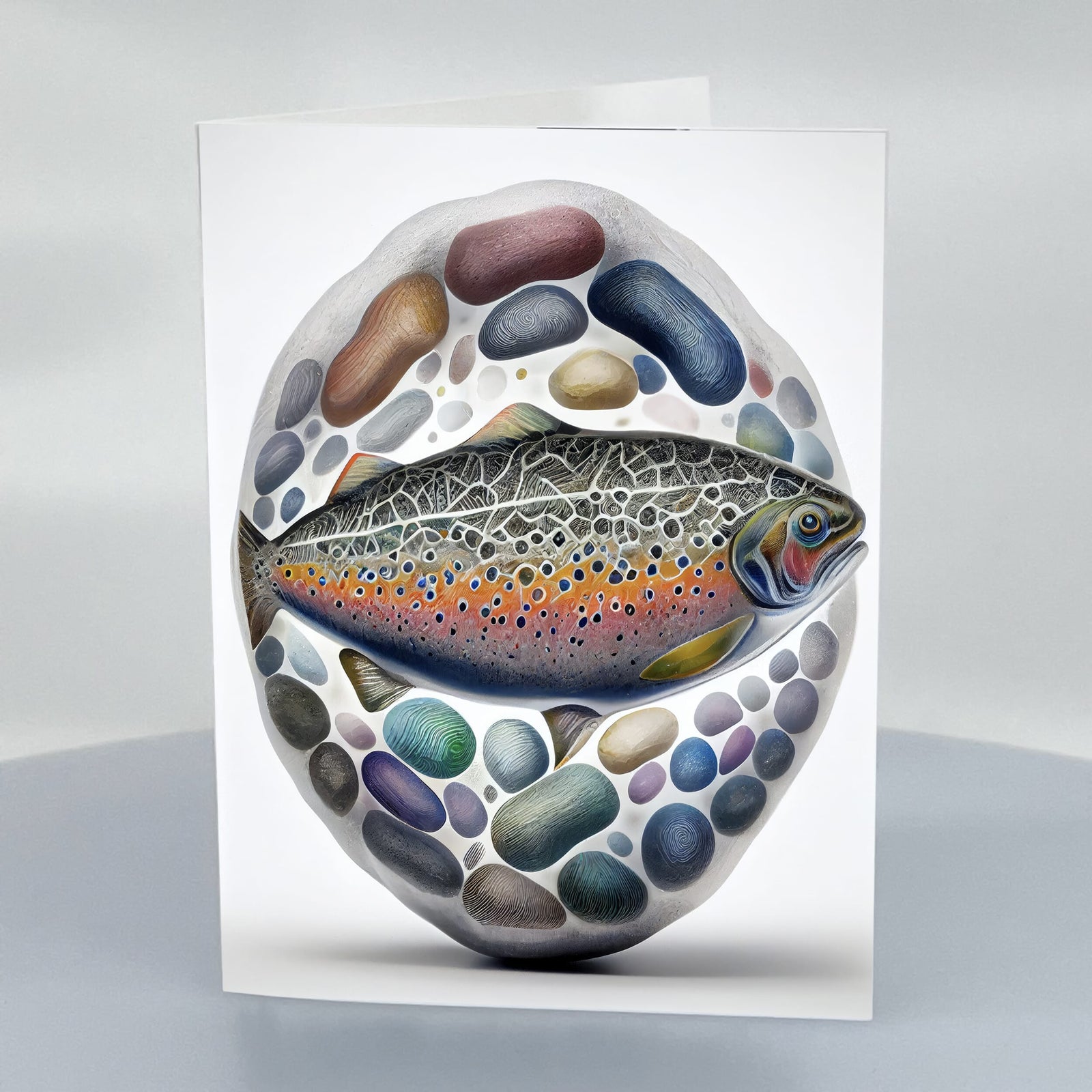 Fish Egg blank 5x7 Greeting Card with Envelope by Blue Peak Creative Montana, designed and printed in Missoula, Montana, USA; blank on the inside, printed on high-quality card stock, and paired with an envelope