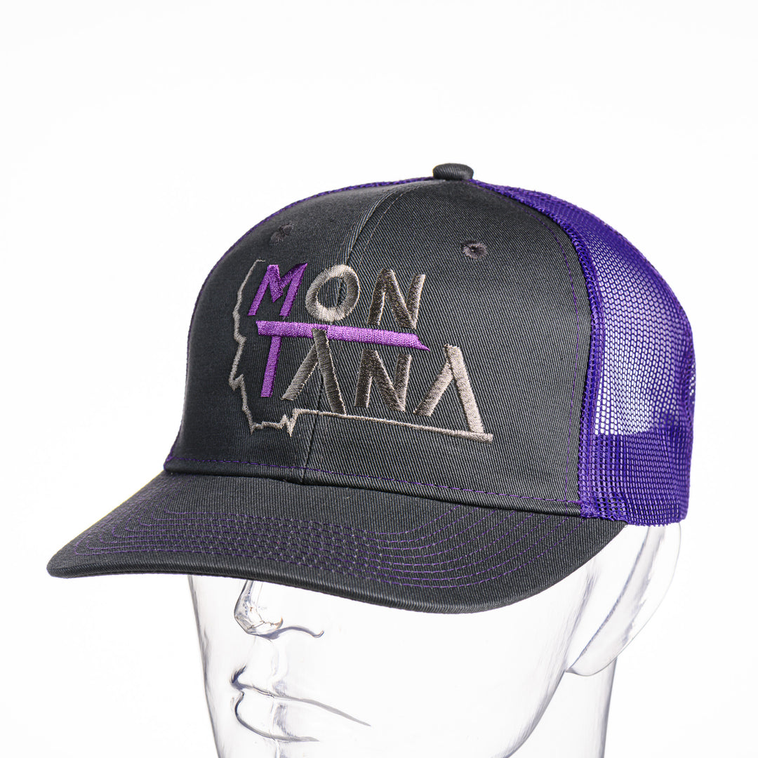 Steel Grey & Purple MonTana Trucker Hat