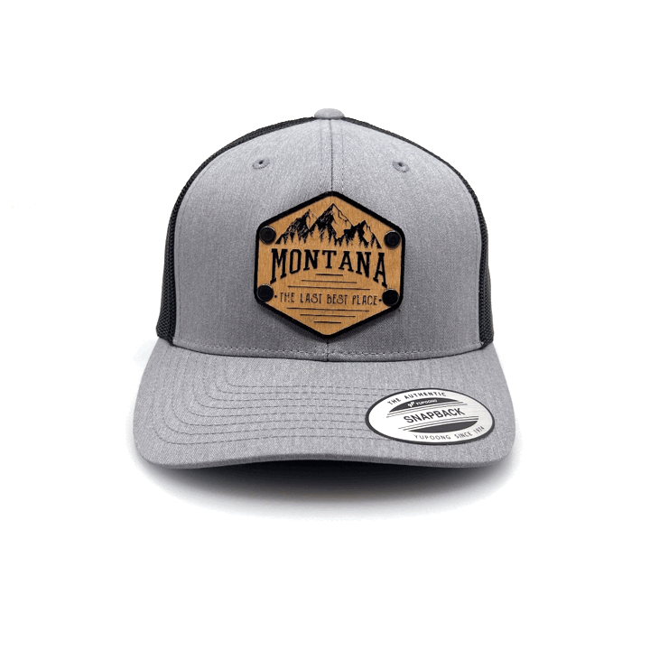 Montana The Last Best Place Wood Patch Trucker Hat