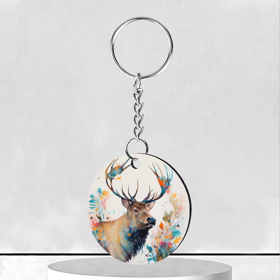 Adorable Elk Circle Keychain