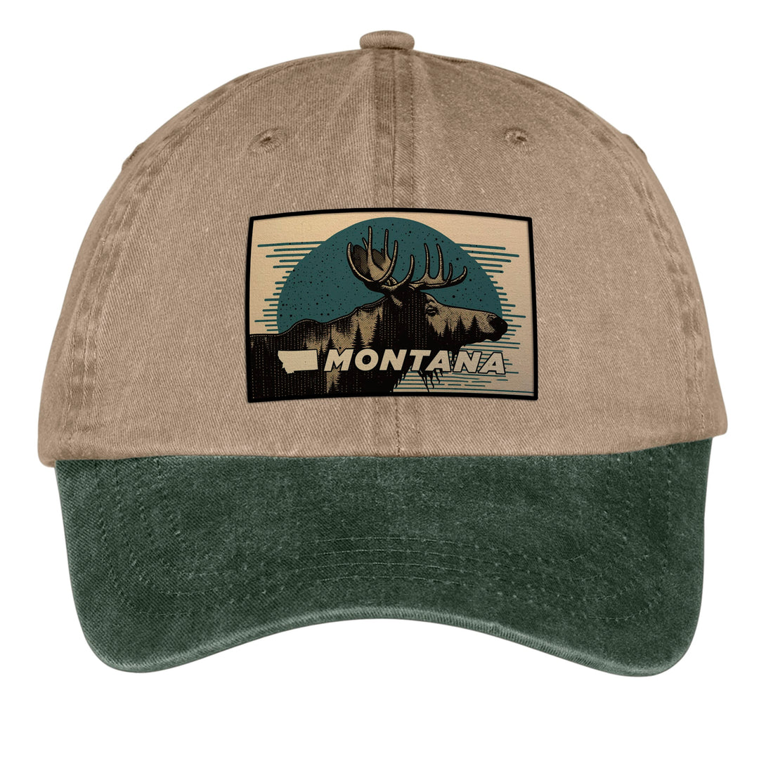 Montana Moose Halftone Two Tone Pigment-Dyed Cap