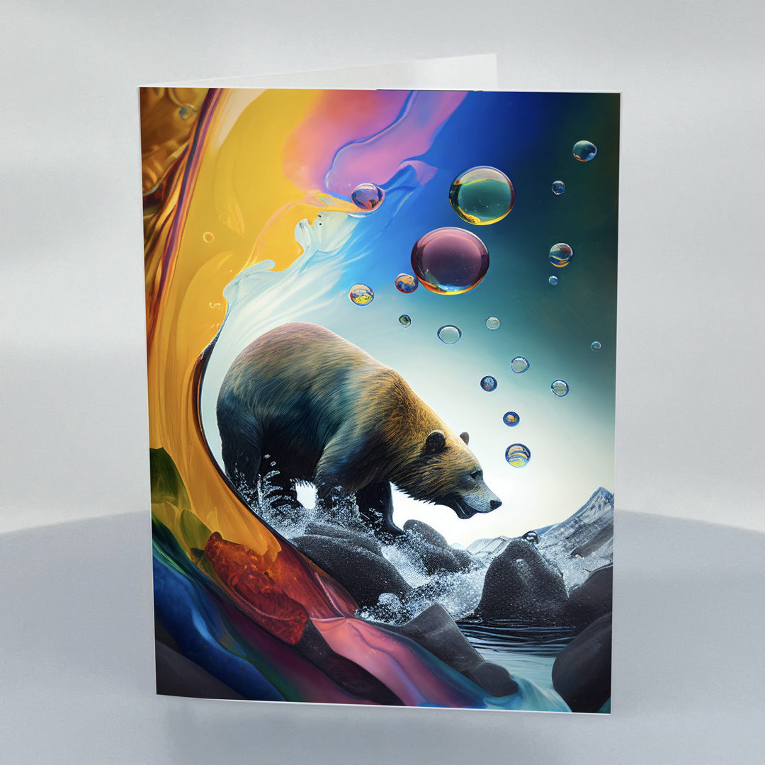 Bubbly Wave Bear 5x7 Greeting Card with Envelope