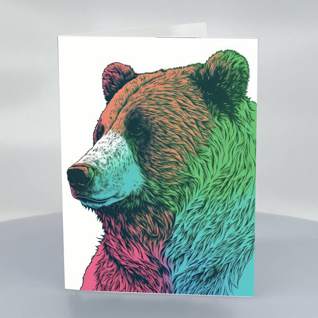 Artsy Bear Face 5x7 Greeting Card with Envelope