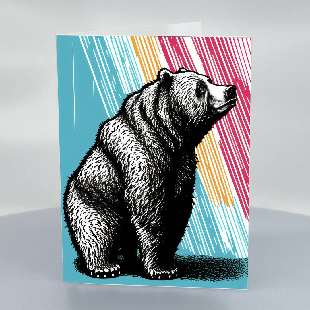 Pastel Rays Bear 5x7 Greeting Card with Envelope