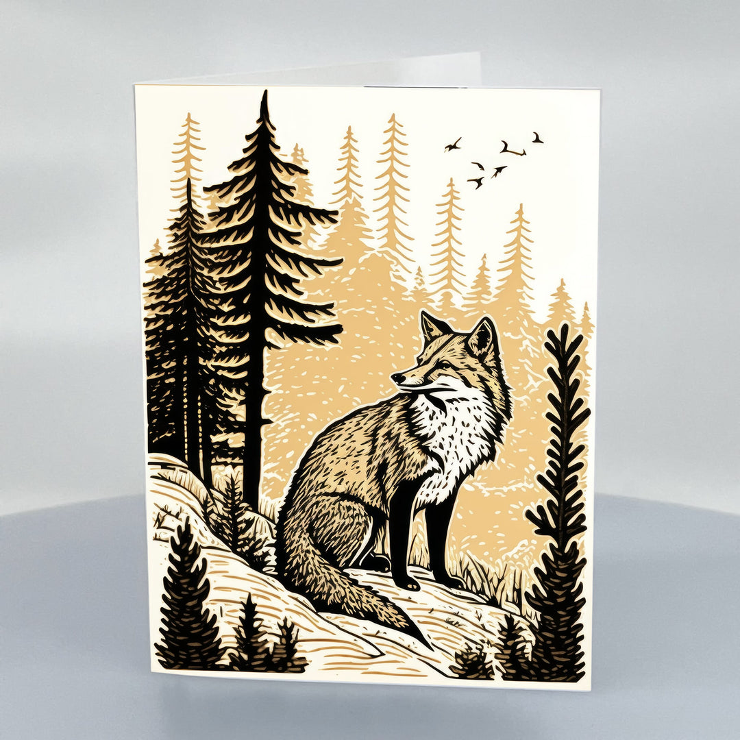 Fox Wild Print 5x7 Greeting Card with Envelope
