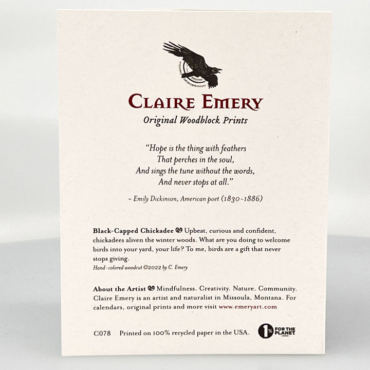 Black Capped Chickadee Card