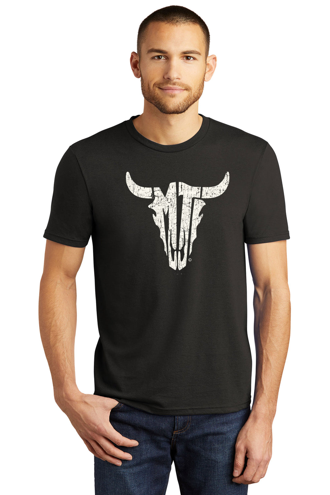 Black Tri-Blend  MT Steer Skull T-Shirt