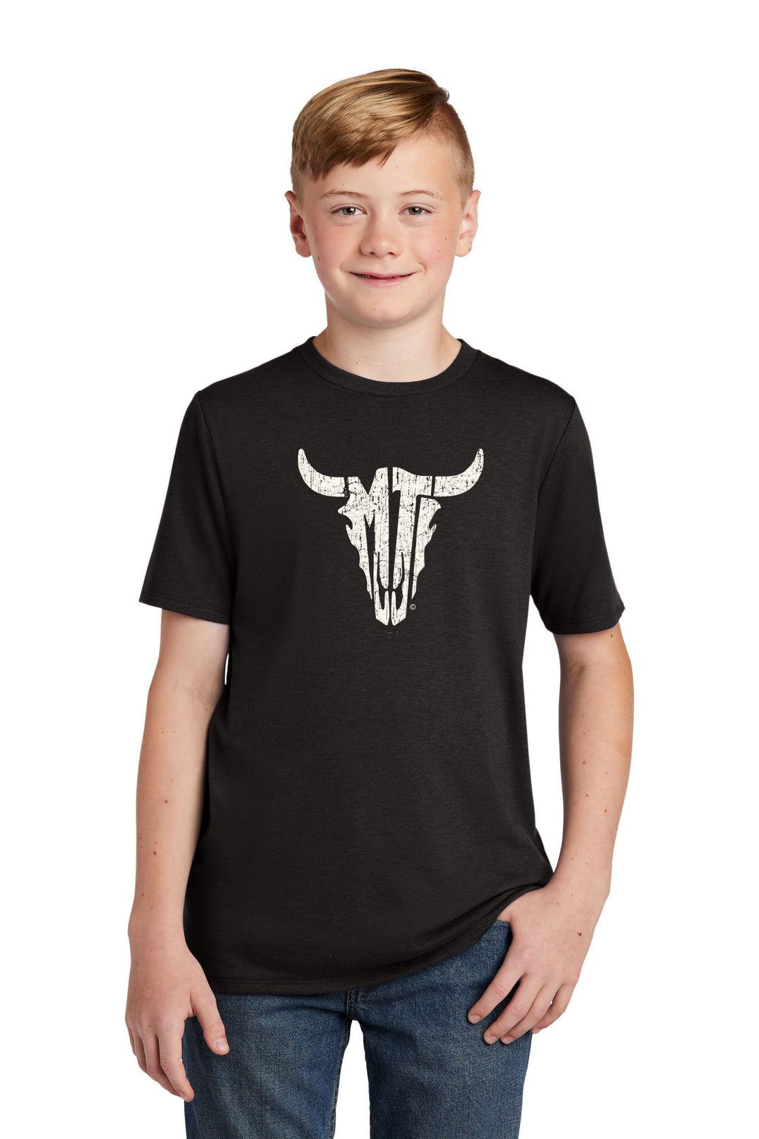 Black MT Steer Skull Youth T-Shirt