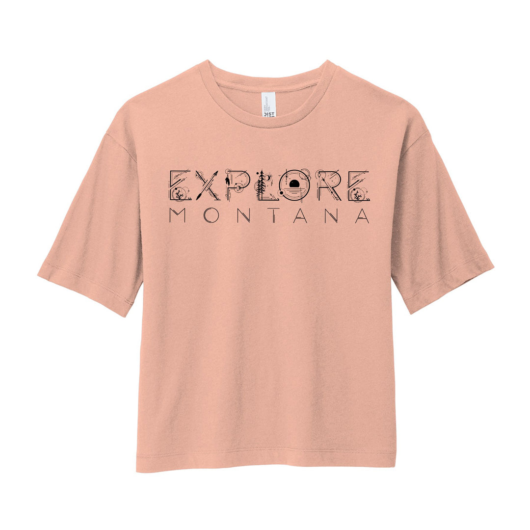 Explore Montana Dusty Peach Ladies Boxy T-shirt