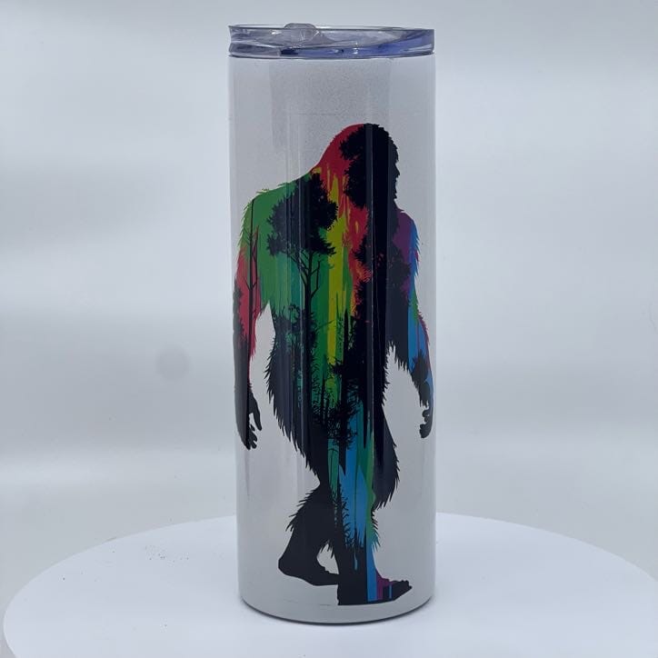 Bigfoot Rainbow Paint Forest 20 oz Shimmer Tumbler with Straw