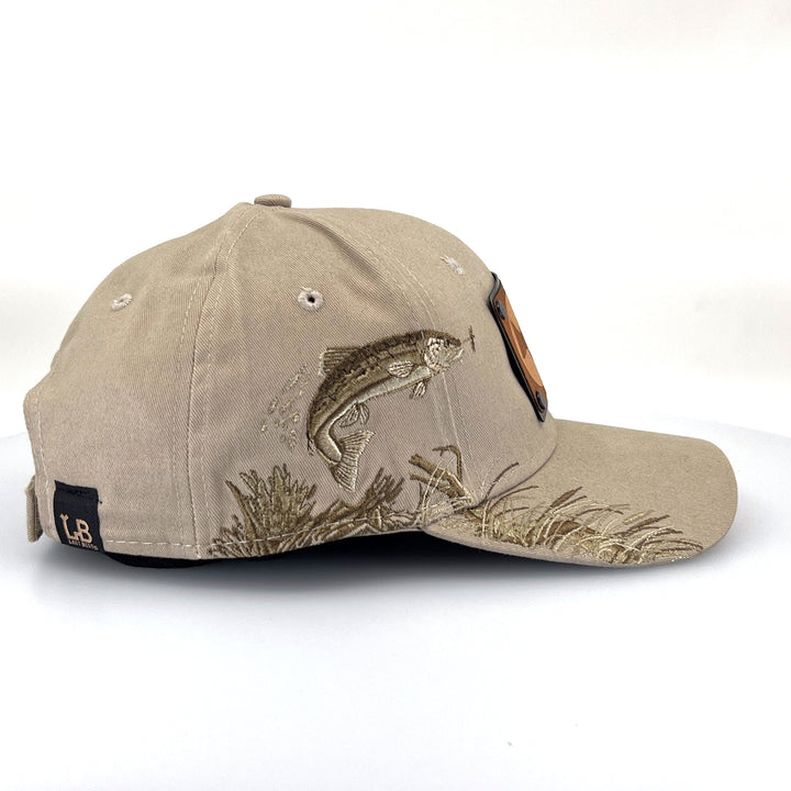 Embroidered Fish Trout Wood Patch Trucker Cap