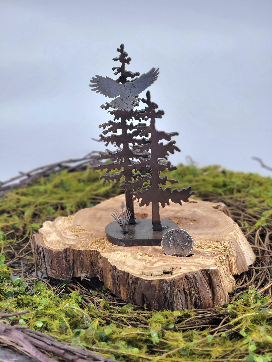 Eagle Sitting In Tree Mini Sculpture