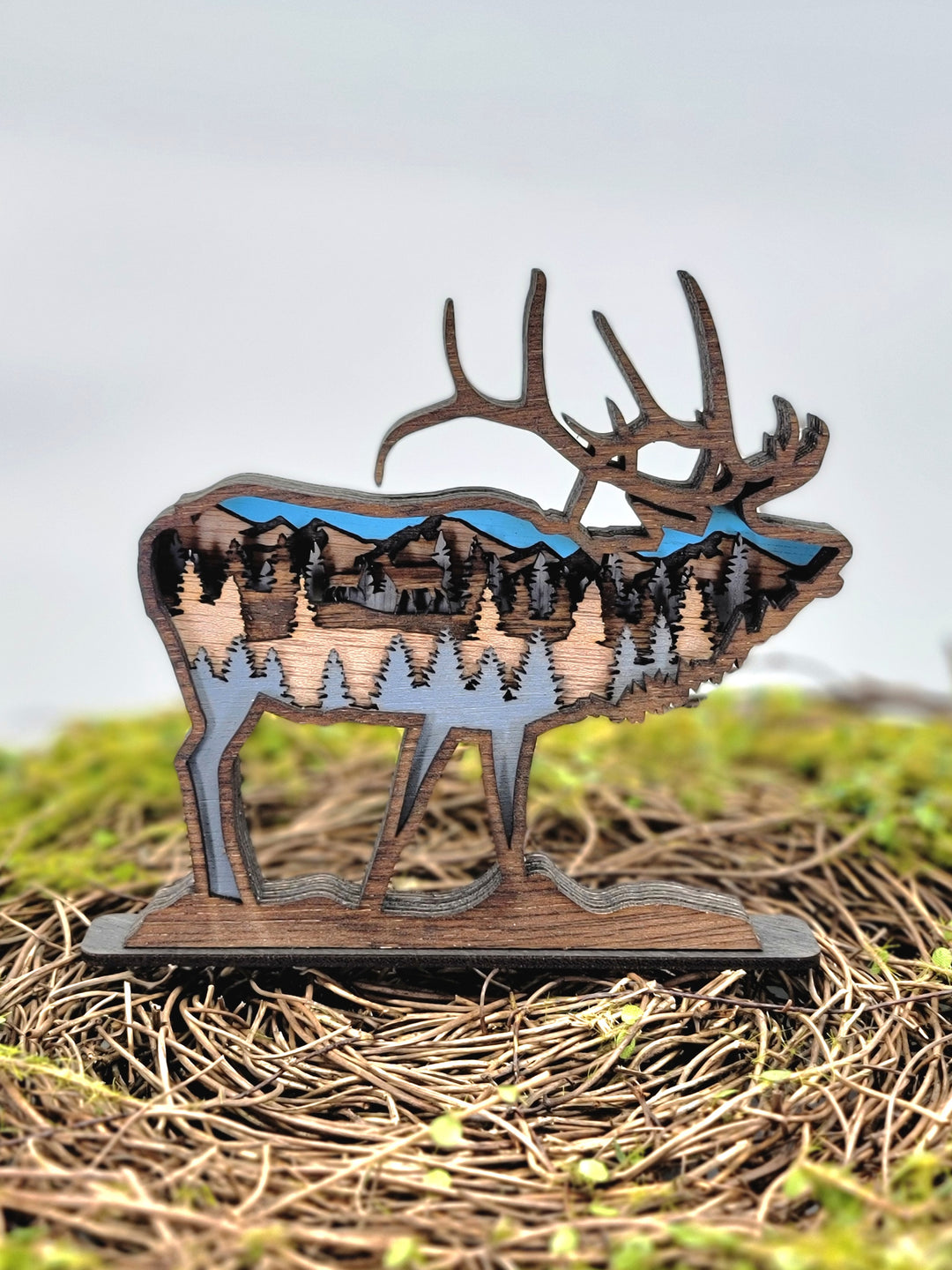 Elk 3D Layered Wood Art - 5 1/4” Tall - Mini