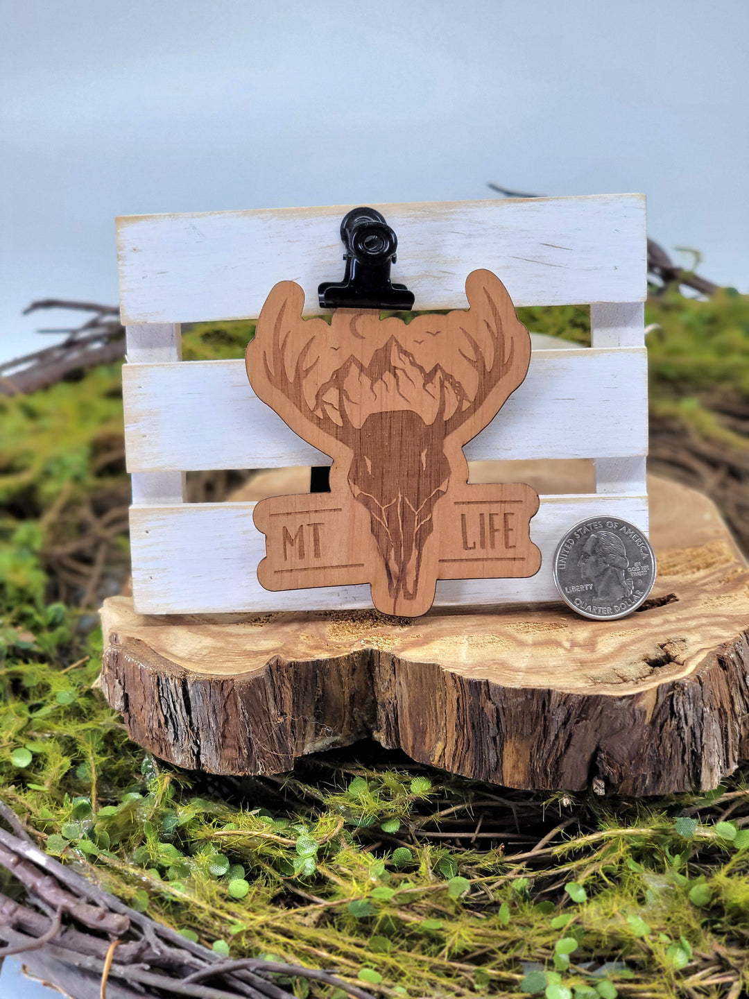 Etched Wood MT Life Steer Sticker