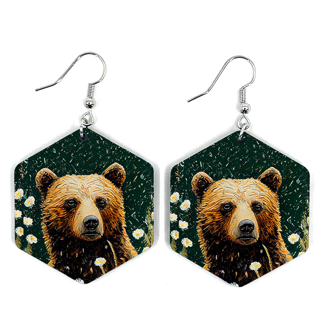Bear Grass Hexagon Earring
