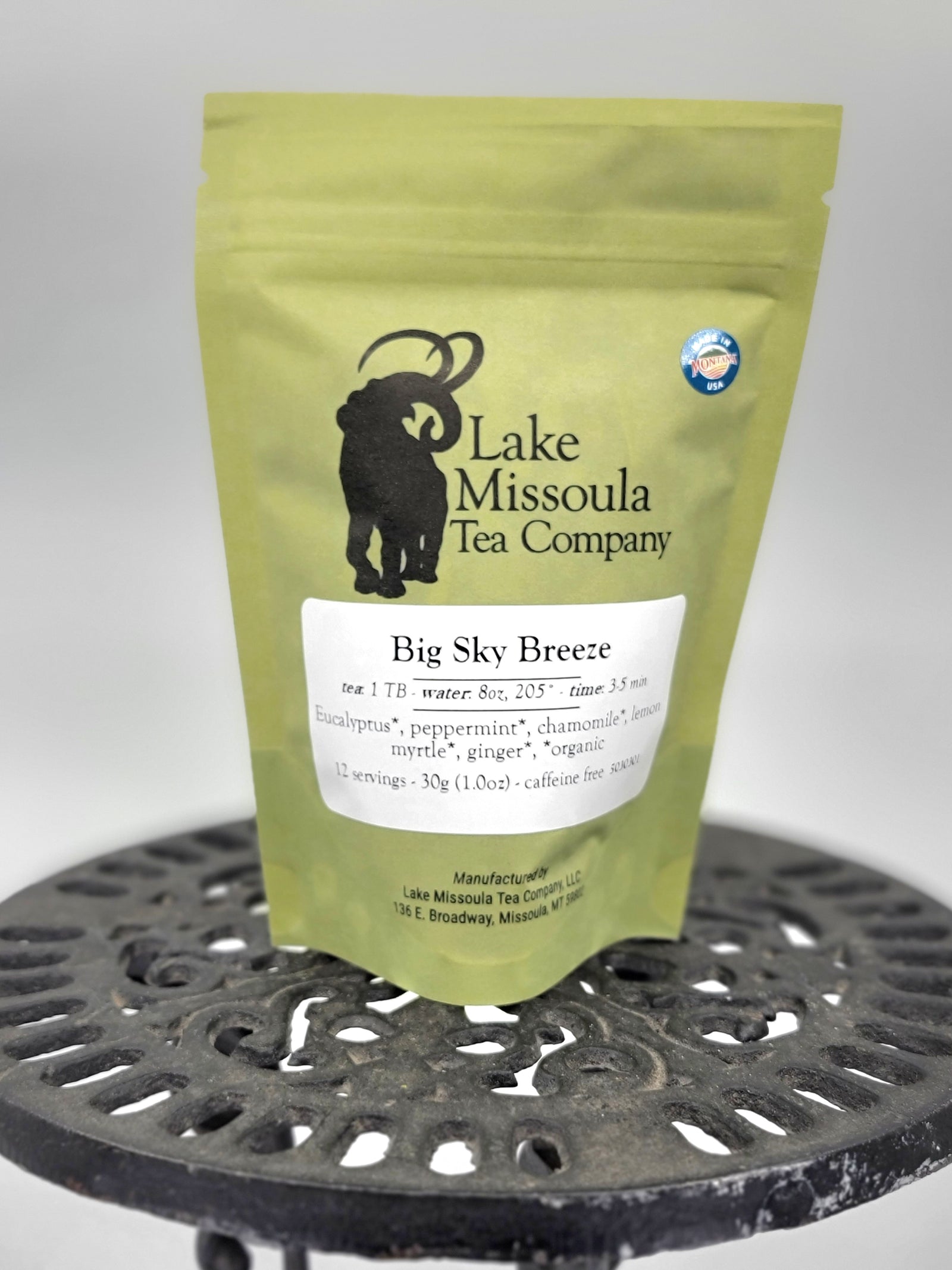 Big Sky Breeze tea from Lake Missoula Tea Company, a perfect gift of caffeine free Montana tea