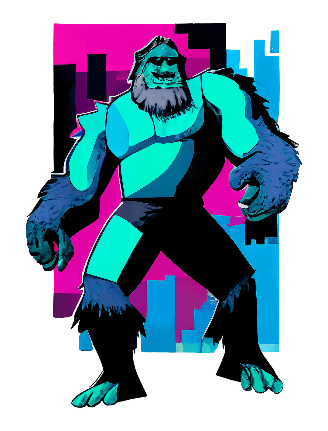 Bigfoot Block Art Sticker