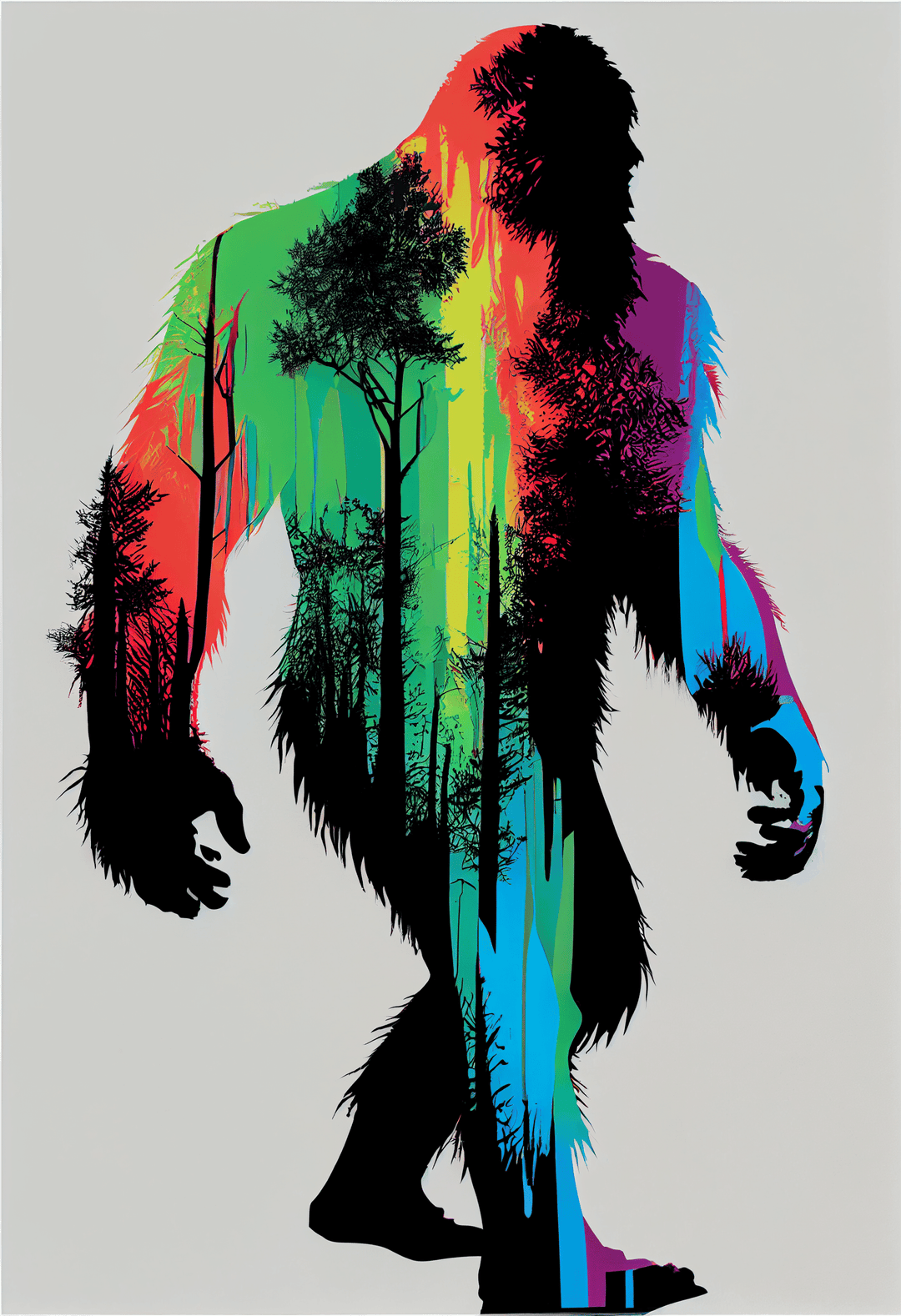 Bigfoot Rainbow Paint Forest Sticker