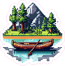 8 Bit Canoe Sticker