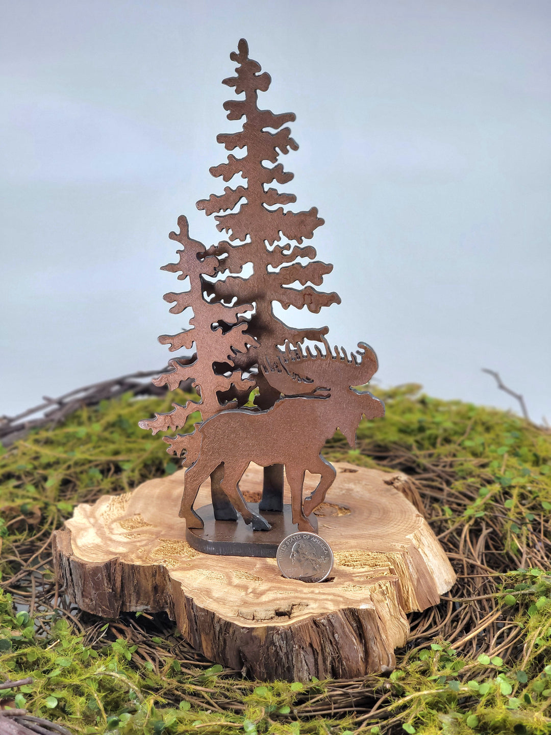 Mid-Size Moose in the Trees Sculpture