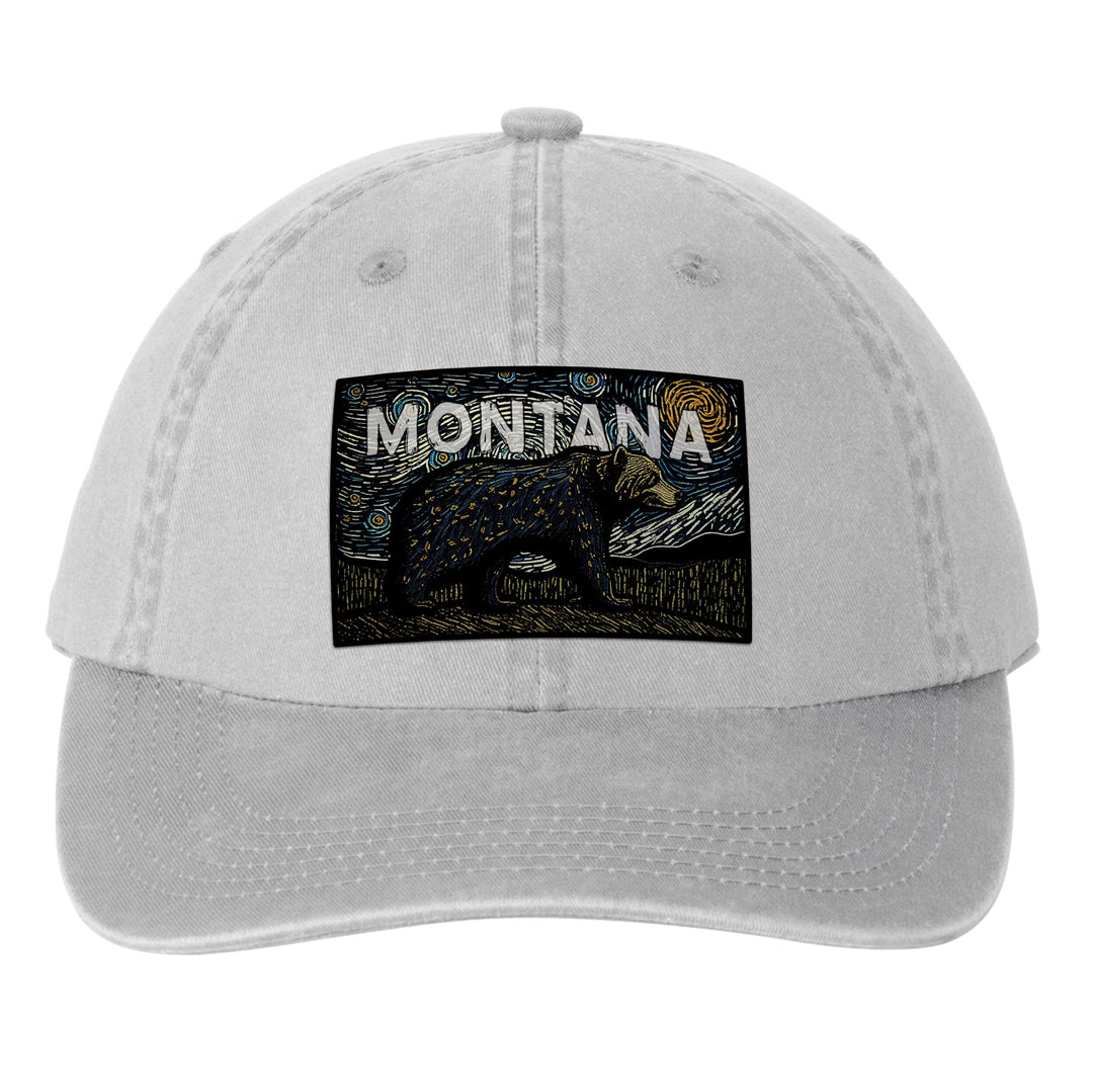 Montana Bear Starry Night Garment Washed Unstructured Cap