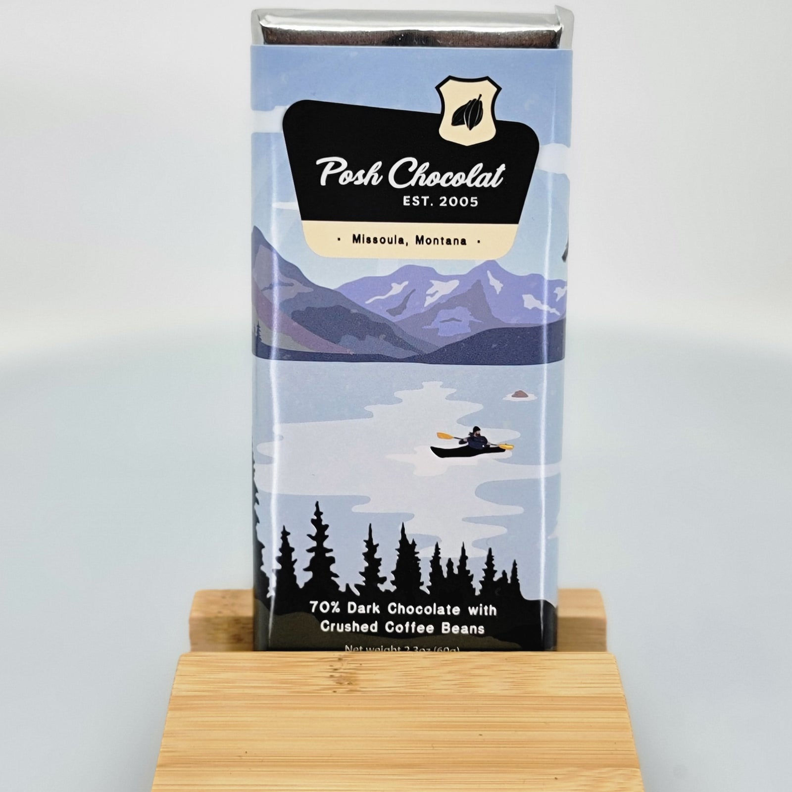 Posh Chocolat's Dark Chocolate with Crushed Coffee Beans, small batch artisanal chocolate made in Missoula, Montana