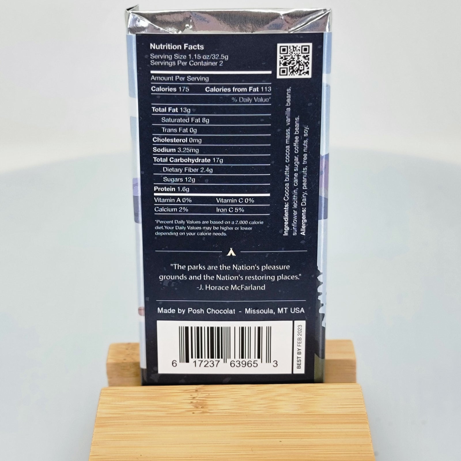 Posh Chocolat's Dark Chocolate with Crushed Coffee Beans, small batch artisanal chocolate made in Missoula, Montana