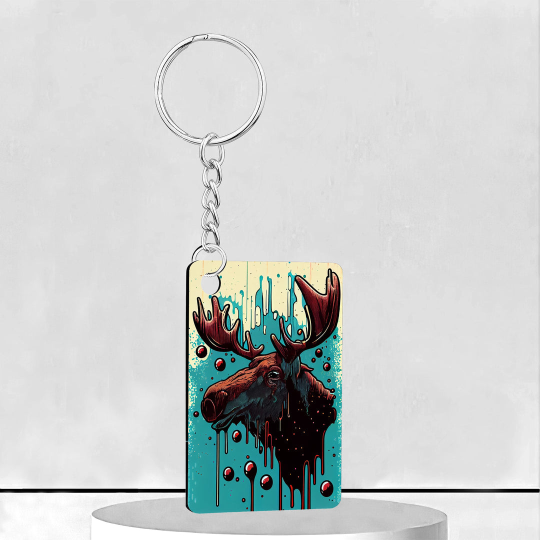 Drippy Moose Rectangle Keychain