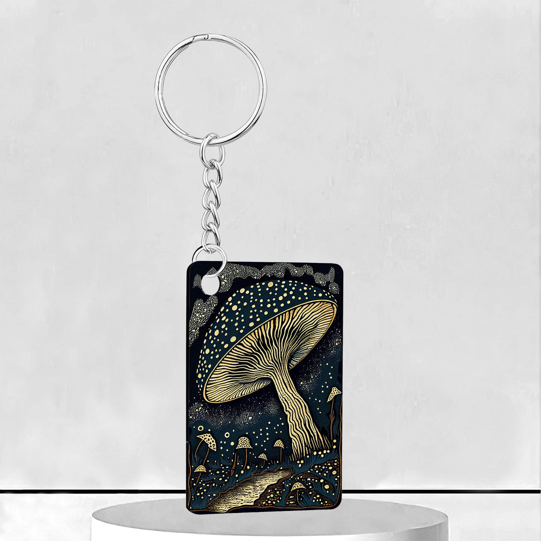 Mushroom Starry Night Rectangle Keychain