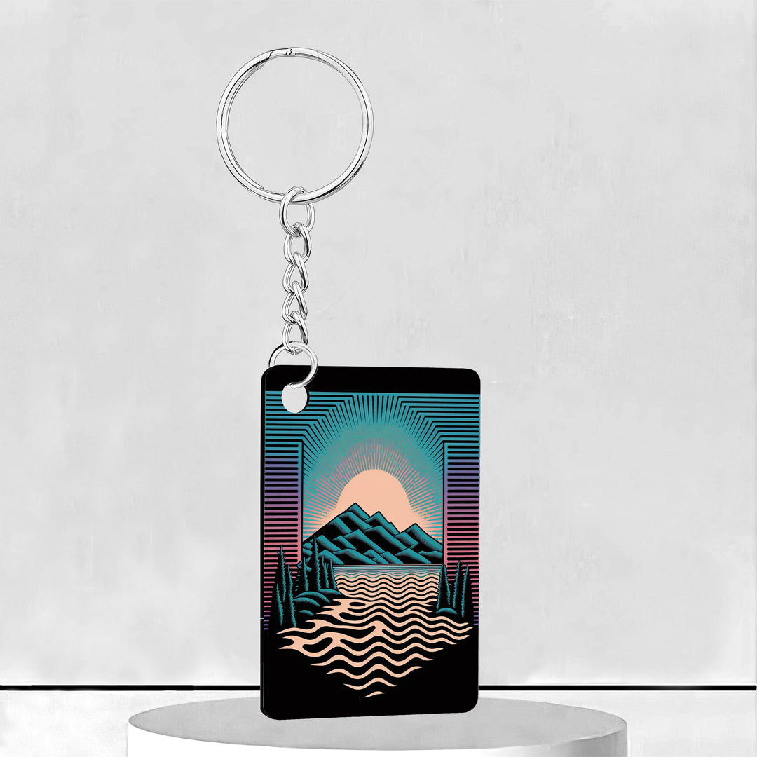 Muted Lake Rectangle Keychain