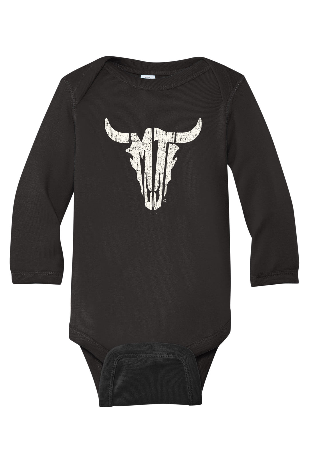 Black MT Steer Skull Long Sleeve Infant Bodysuit