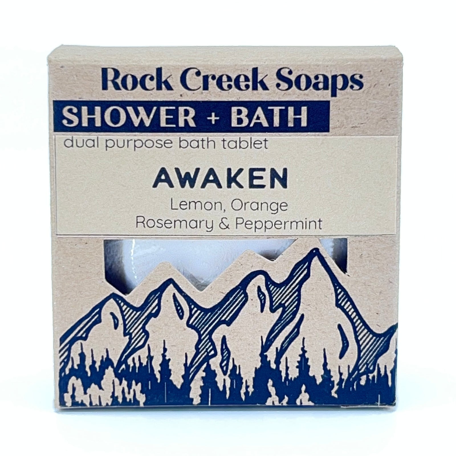 Awaken Shower Steamer - Lemon, Orange, Rosemary & Peppermint - handcrafted shower steamer made in Montana by Rock Creek Soaps