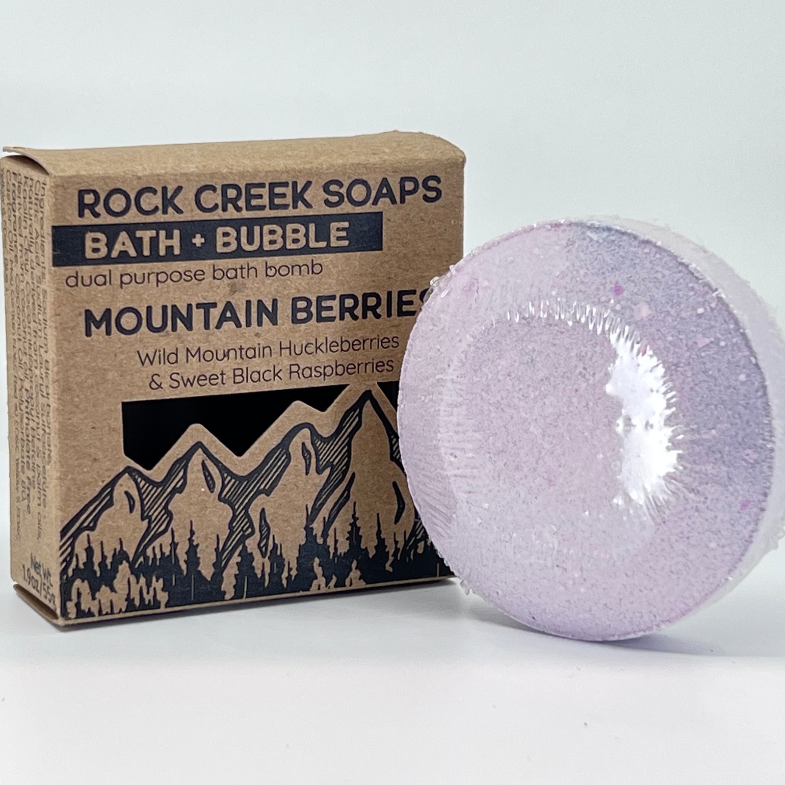 Mountain Berries Bath Bomb - Wild Huckleberry & Black Raspberry - handcrafted bath bomb made in Montana by Rock Creek Soaps
