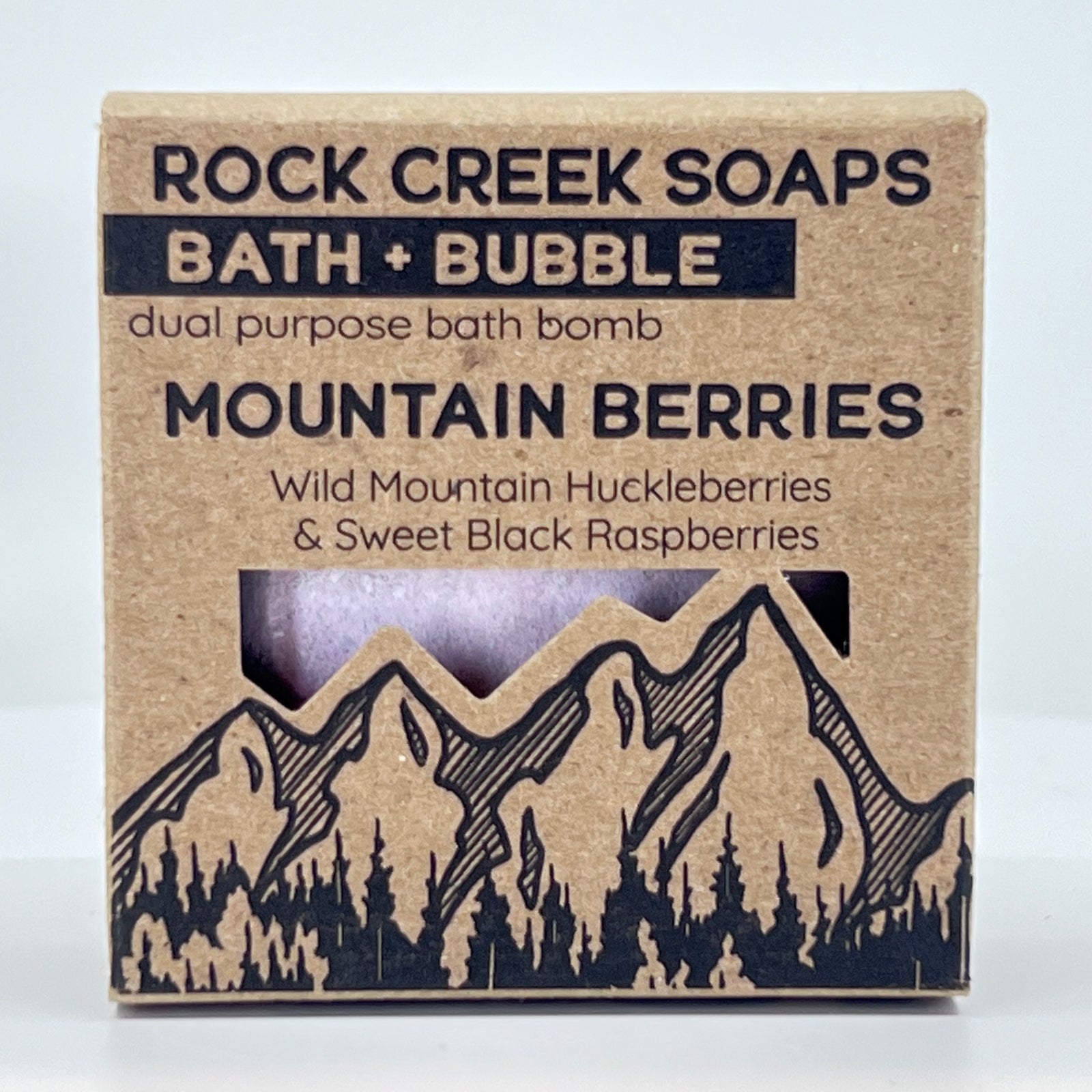 Mountain Berries Bath Bomb - Wild Huckleberry & Black Raspberry - handcrafted bath bomb made in Montana by Rock Creek Soaps