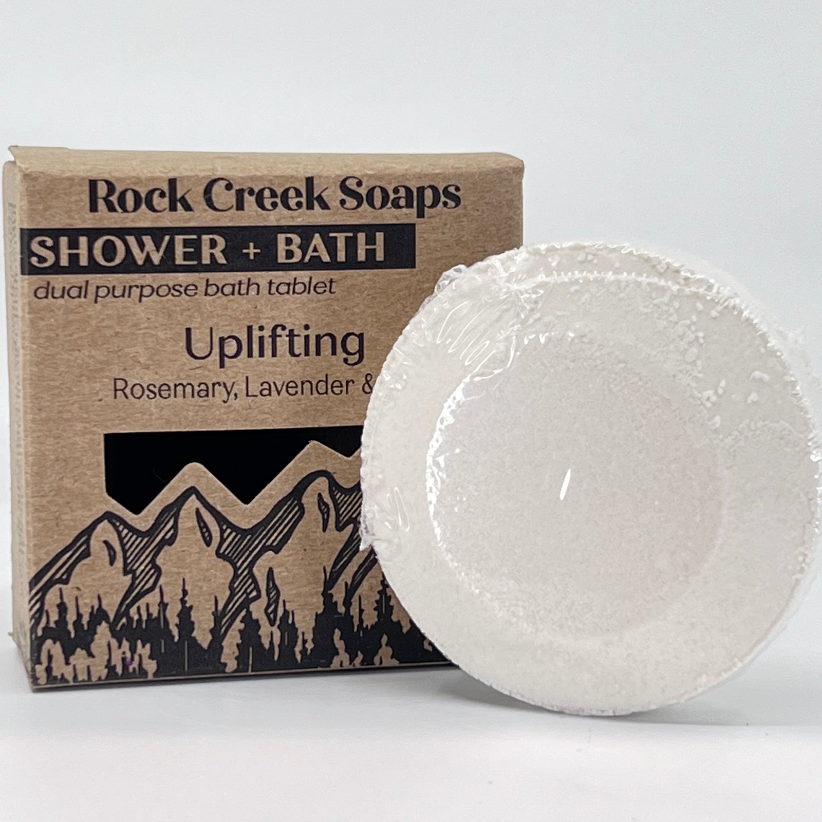 Uplifting Shower & Bath Steamer - Rosemary, Lavender & Lime - handcrafted bath and shower steamer made in Montana by Rock Creak Soaps