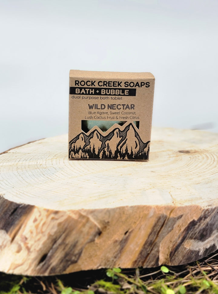Wild Nectar Bath Bomb & Bubbles - Blue Agave, Sweet Coconut, Lush Cactus Fruit & Fresh Citrus - handcrafted bath bomb made in Montana by Rock Creek Soaps