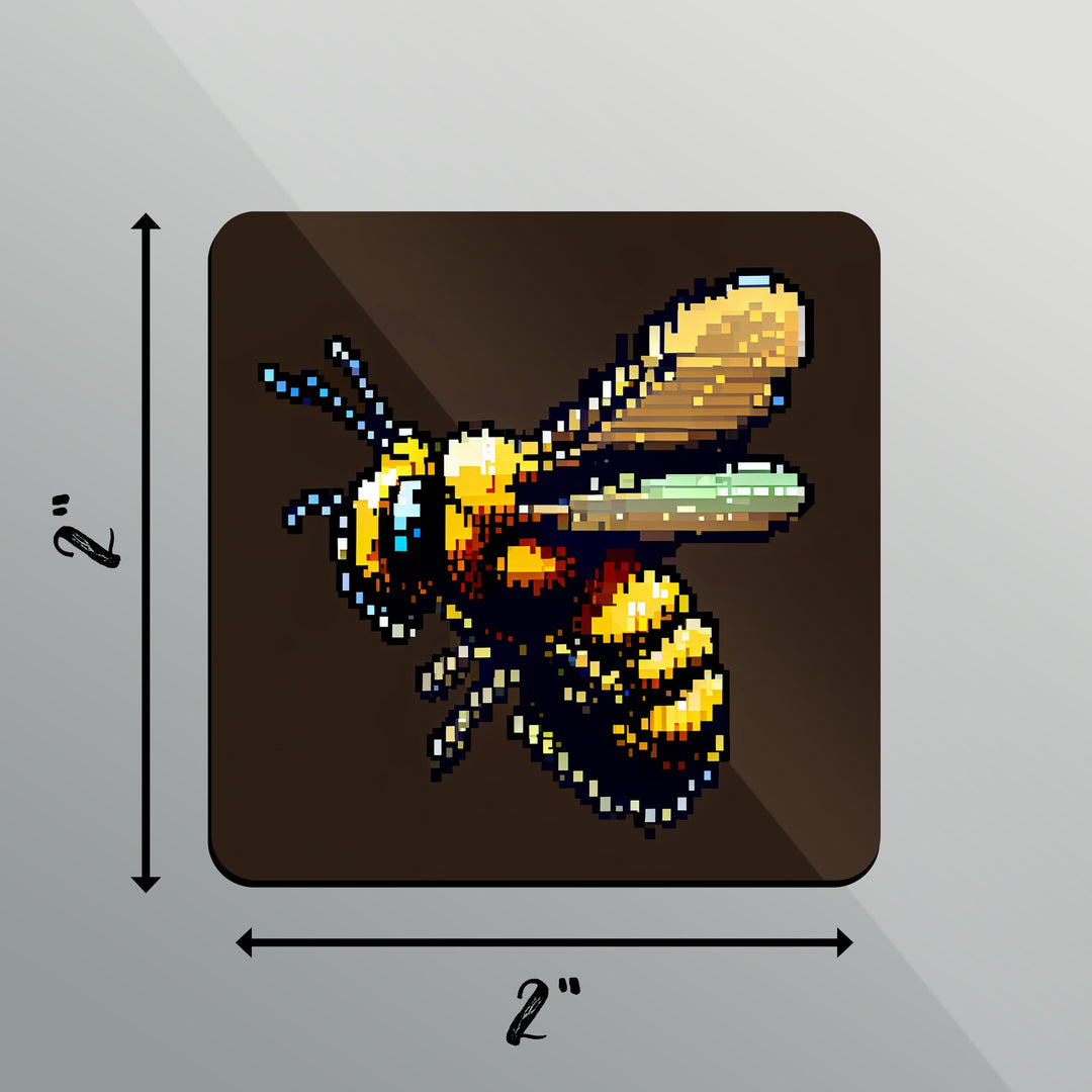 8 Bit Bee Square Magnet 2 Inch