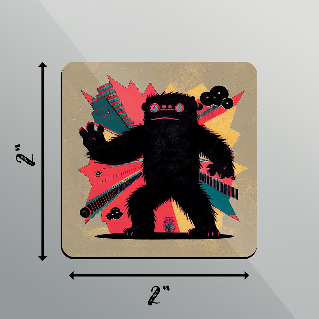 Comic Bigfoot Square Magnet 2 Inch