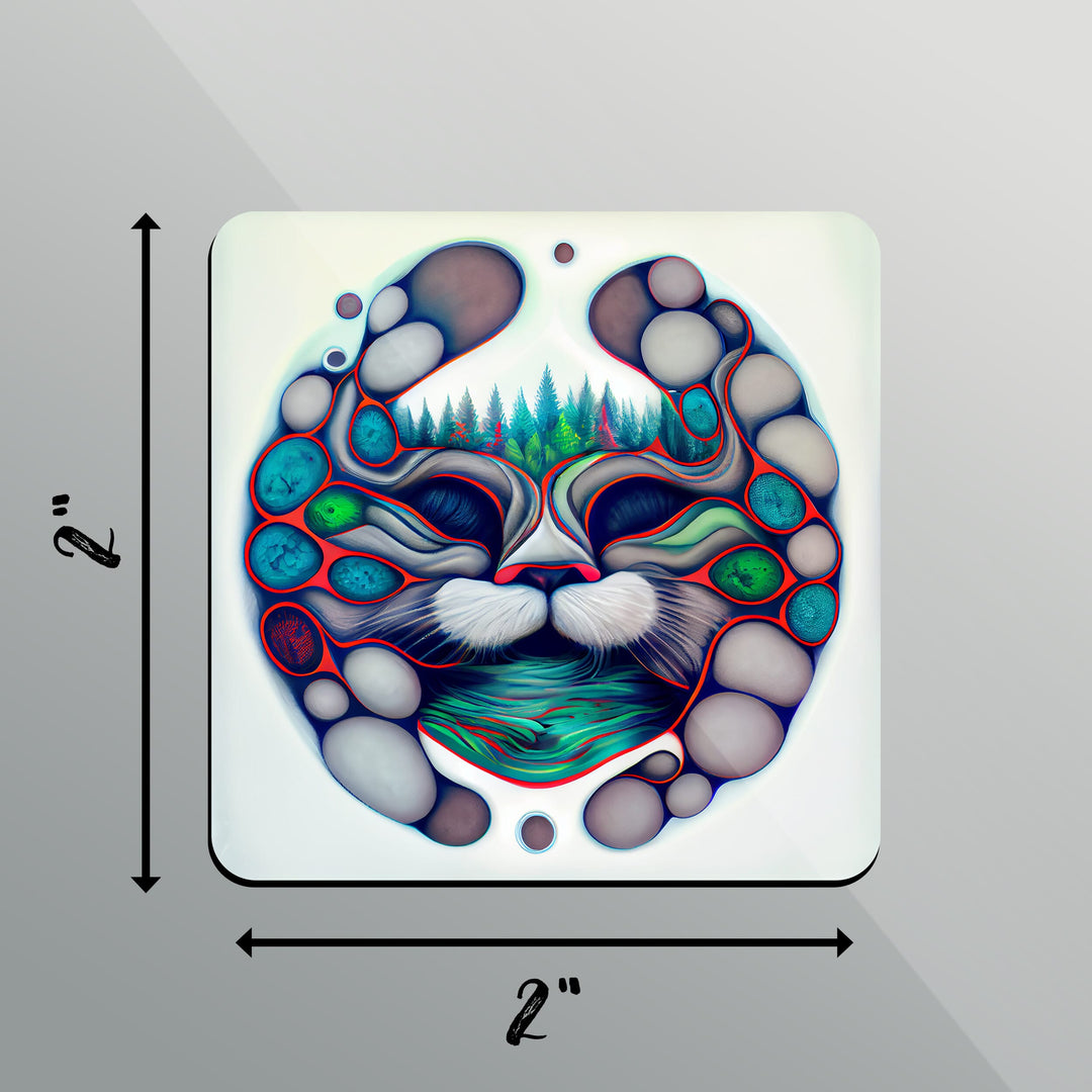 Abstract Cat Square Magnet 2 Inch