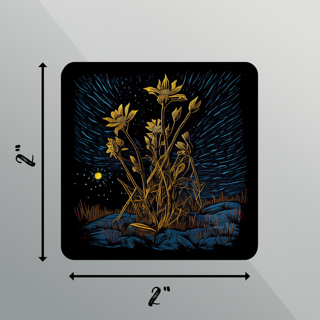 Wildflower Night Square Magnet 2 Inch