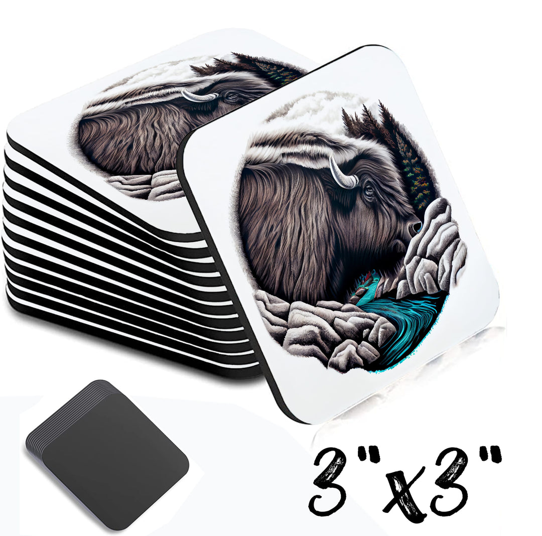 Earth Bison Square Magnet 3 Inch