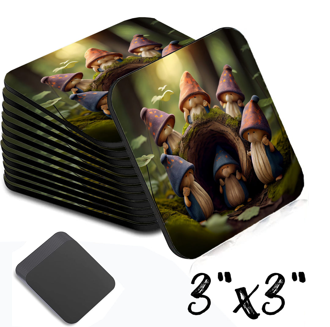 Gnome Figurines Square Magnet 3 Inch