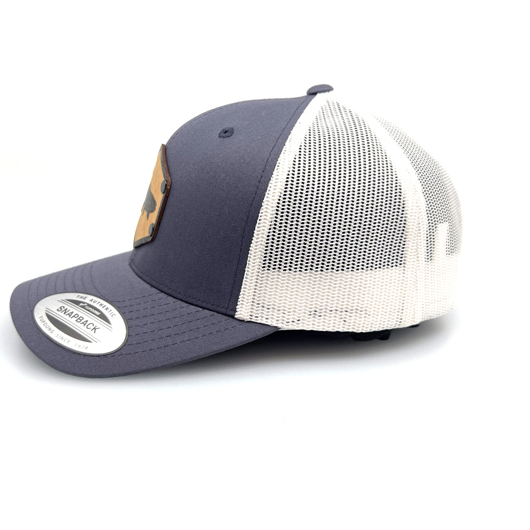 Steel Grey & White All Wood Tout Silhouette Trucker Hat