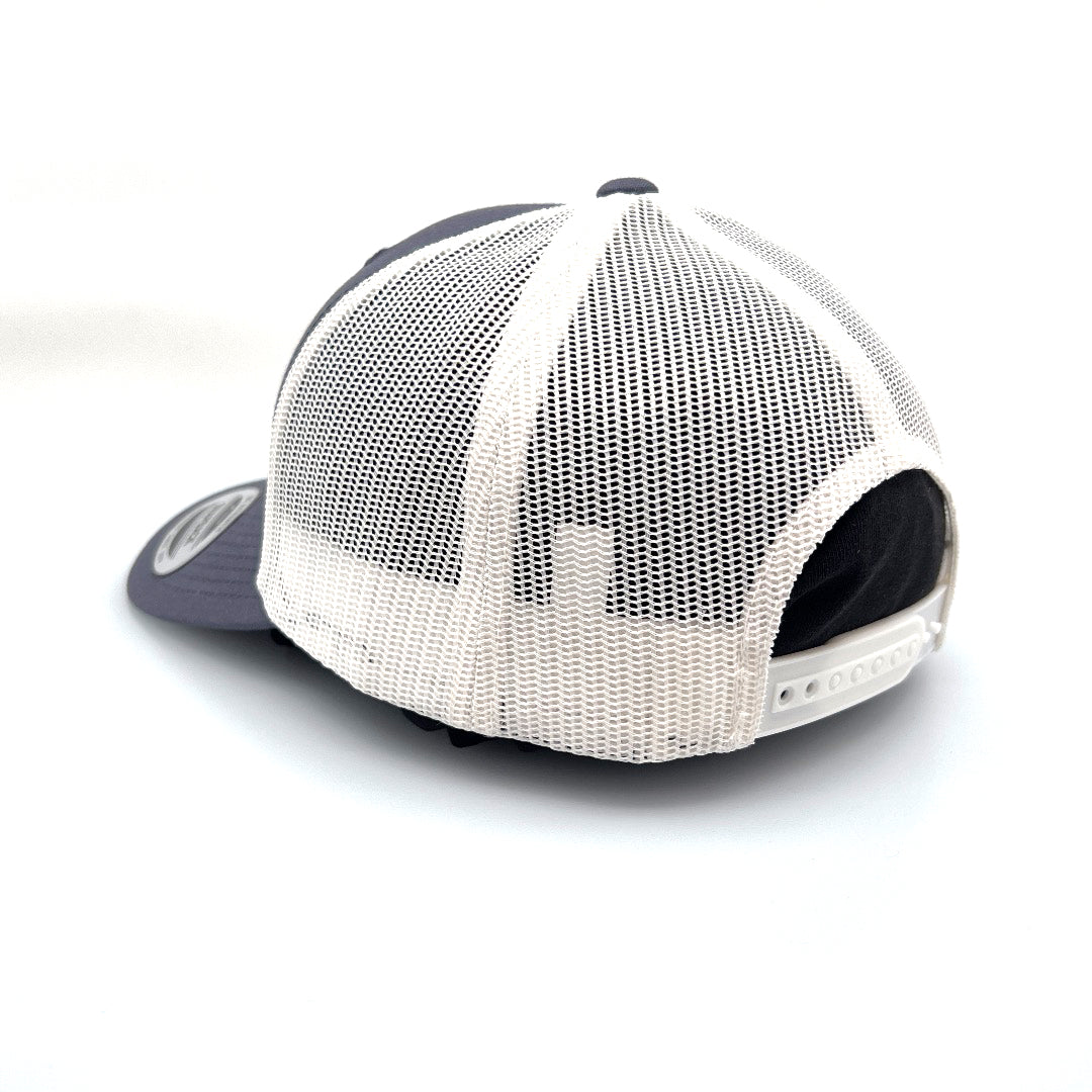 Steel Grey & White All Wood Tout Silhouette Trucker Hat