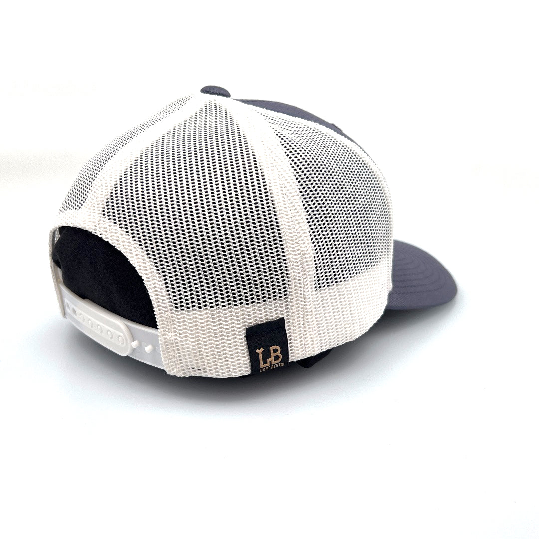 Steel Grey & White All Wood Tout Silhouette Trucker Hat