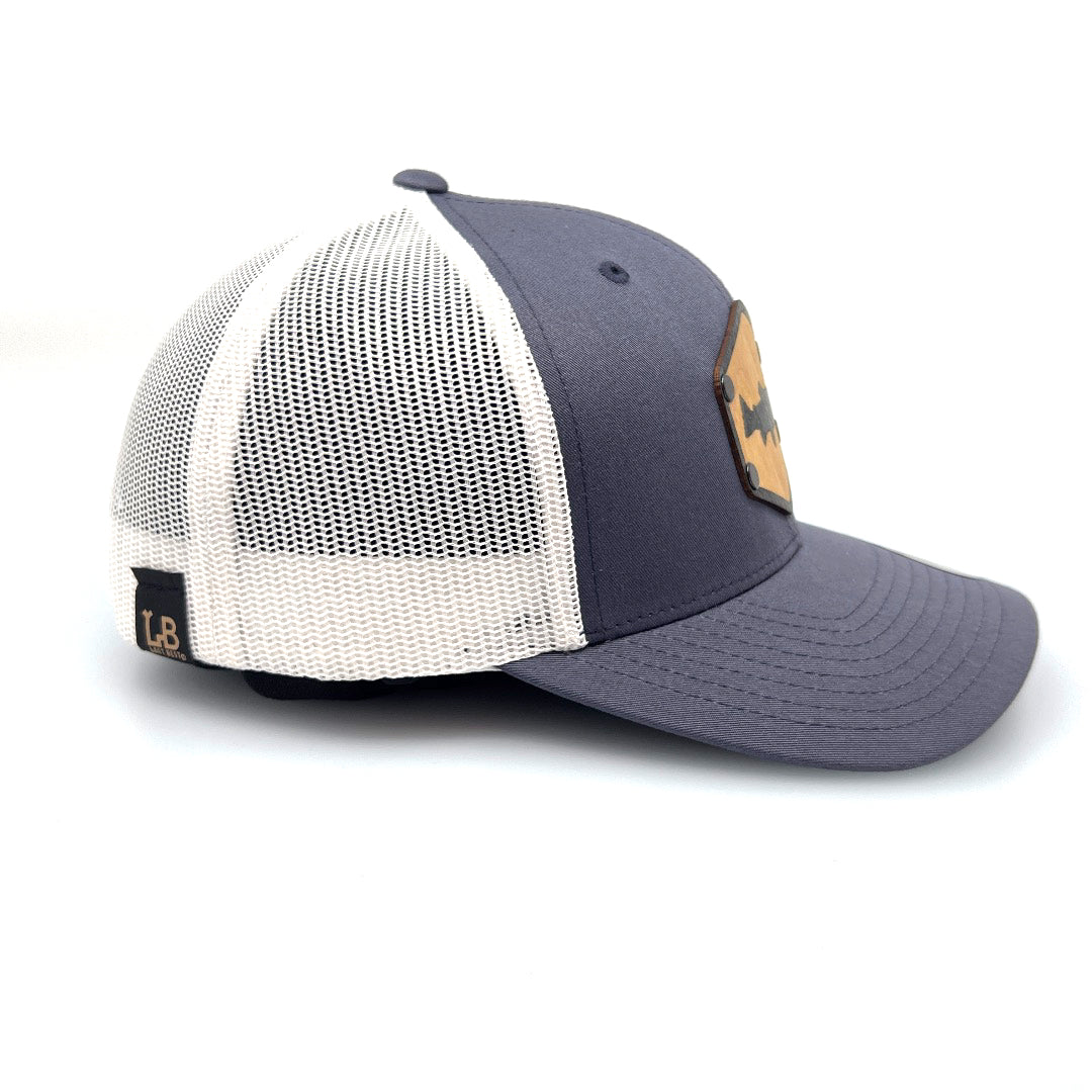 Steel Grey & White All Wood Tout Silhouette Trucker Hat