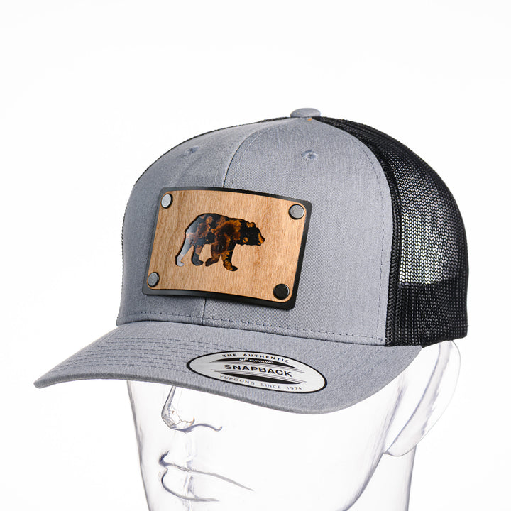 Cherry Wood & Brown Copper Bear Trucker Hat